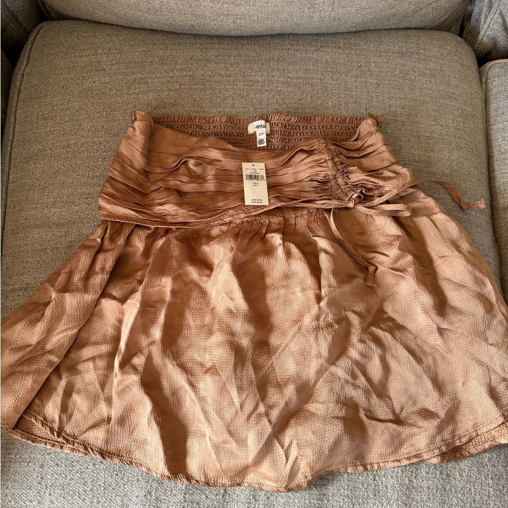 Aerie Tan Satin Skirt